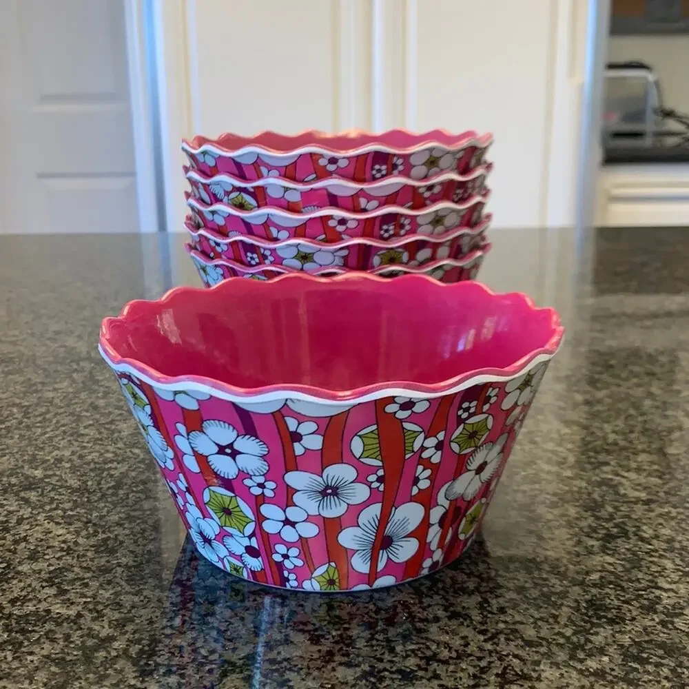 Liberty of London Set of 6 Pink Floral Bowls